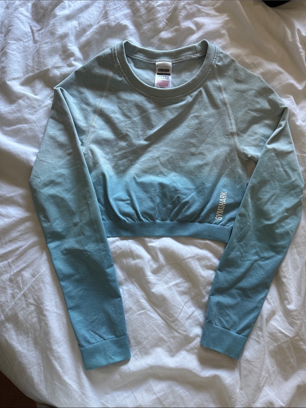 Gymshark Light Blue Cropped Long-Sleeve Training Top